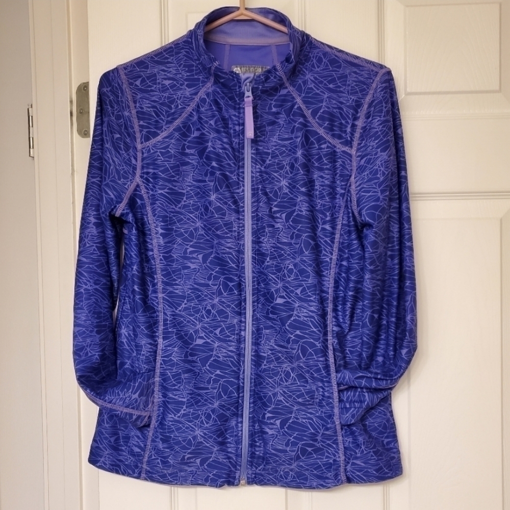Mondetta Athletic Full Zip Jacket Dual Pockets Long Sleeves Stretch Purple Med